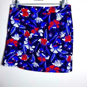 Women’s J.Crew 100% cotton blue red floral skirt with pockets size 6